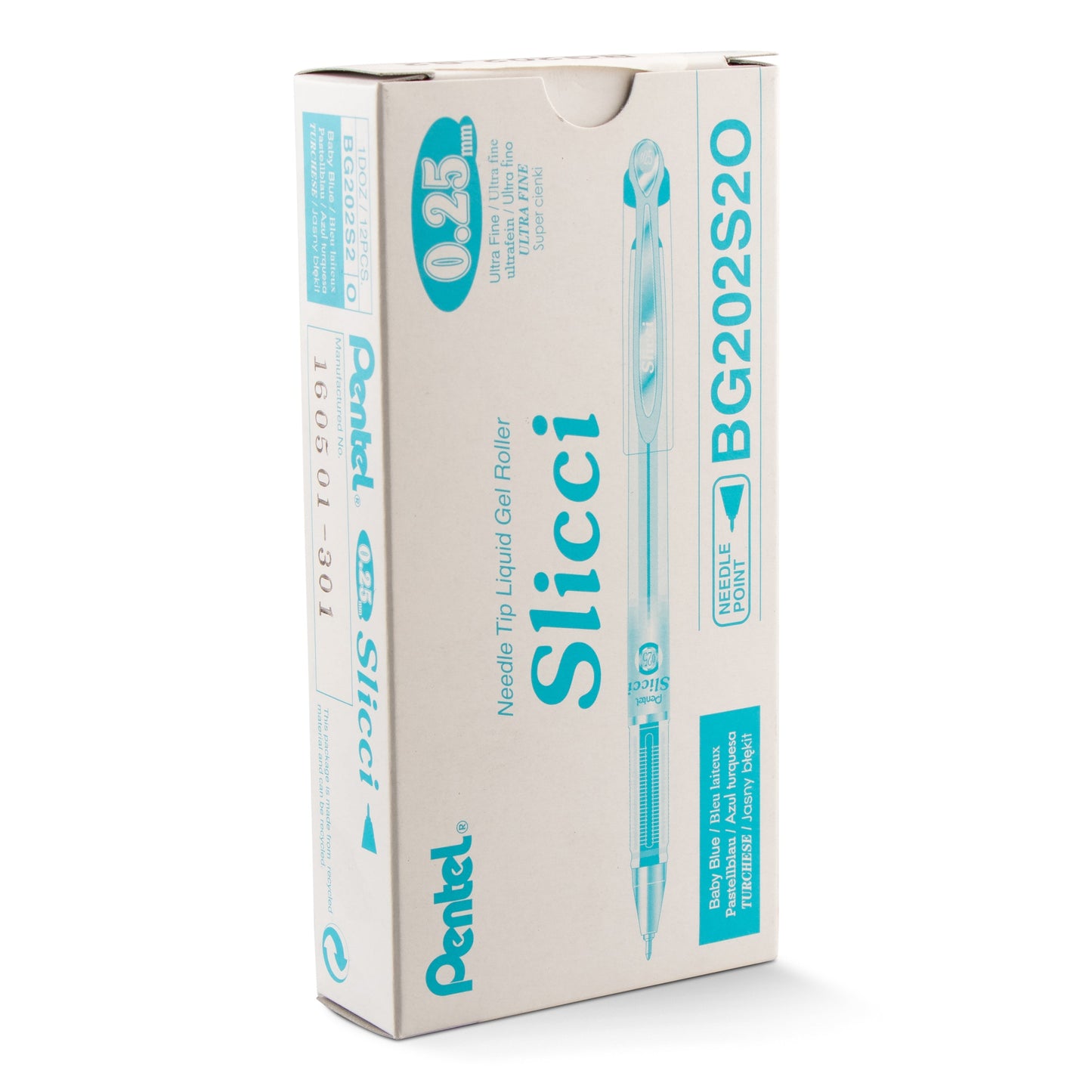 Pentel Arts Slicci (0.25mm) Extra Fine Gel Pen - Baby Blue Ink (BG202-S2)