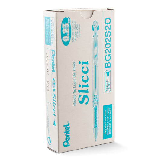 Pentel Arts Slicci (0.25mm) Extra Fine Gel Pen - Baby Blue Ink (BG202-S2)