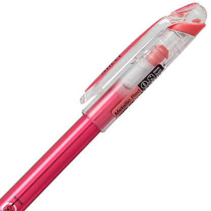 Pentel Arts Slicci METALLIC (0.8mm) Needle Tip Med Gel Pen Red Metallic Ink (BG208-MB)