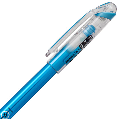 Pentel Arts Slicci METALLIC (0.8mm) Needle Tip Med Gel Pen Blue Metallic Ink (BG208-MC)