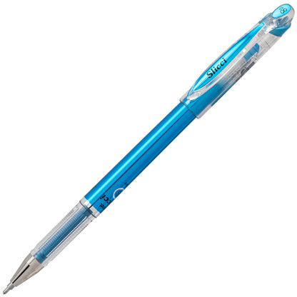Pentel Arts Slicci METALLIC (0.8mm) Needle Tip Med Gel Pen Blue Metallic Ink (BG208-MC)