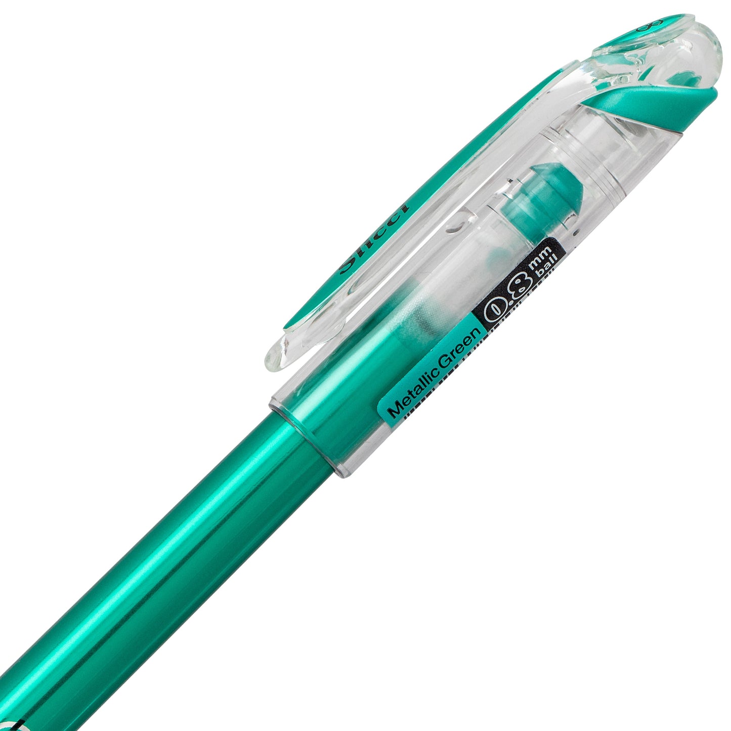 Pentel Arts Slicci METALLIC (0.8mm) Needle Tip Med Gel Pen Green Metallic Ink (BG208-MD)