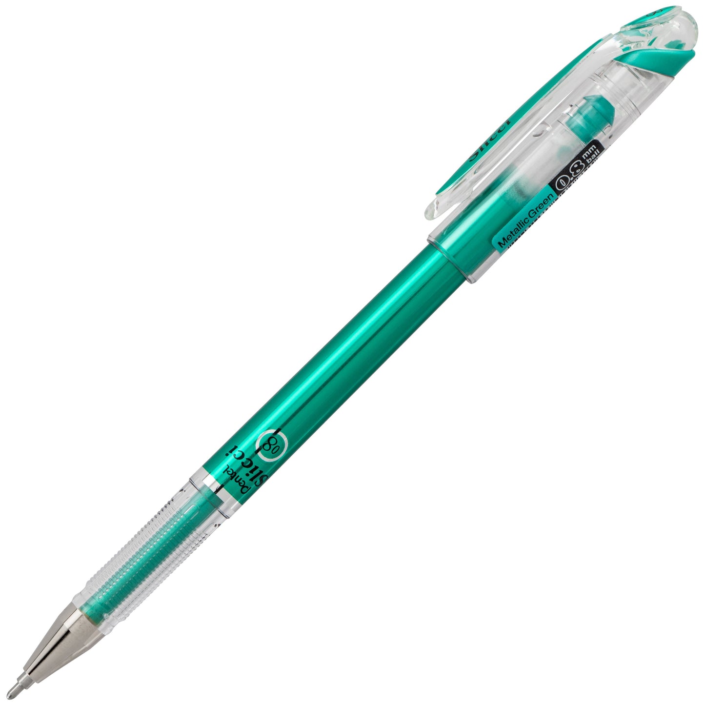 Pentel Arts Slicci METALLIC (0.8mm) Needle Tip Med Gel Pen Green Metallic Ink (BG208-MD)