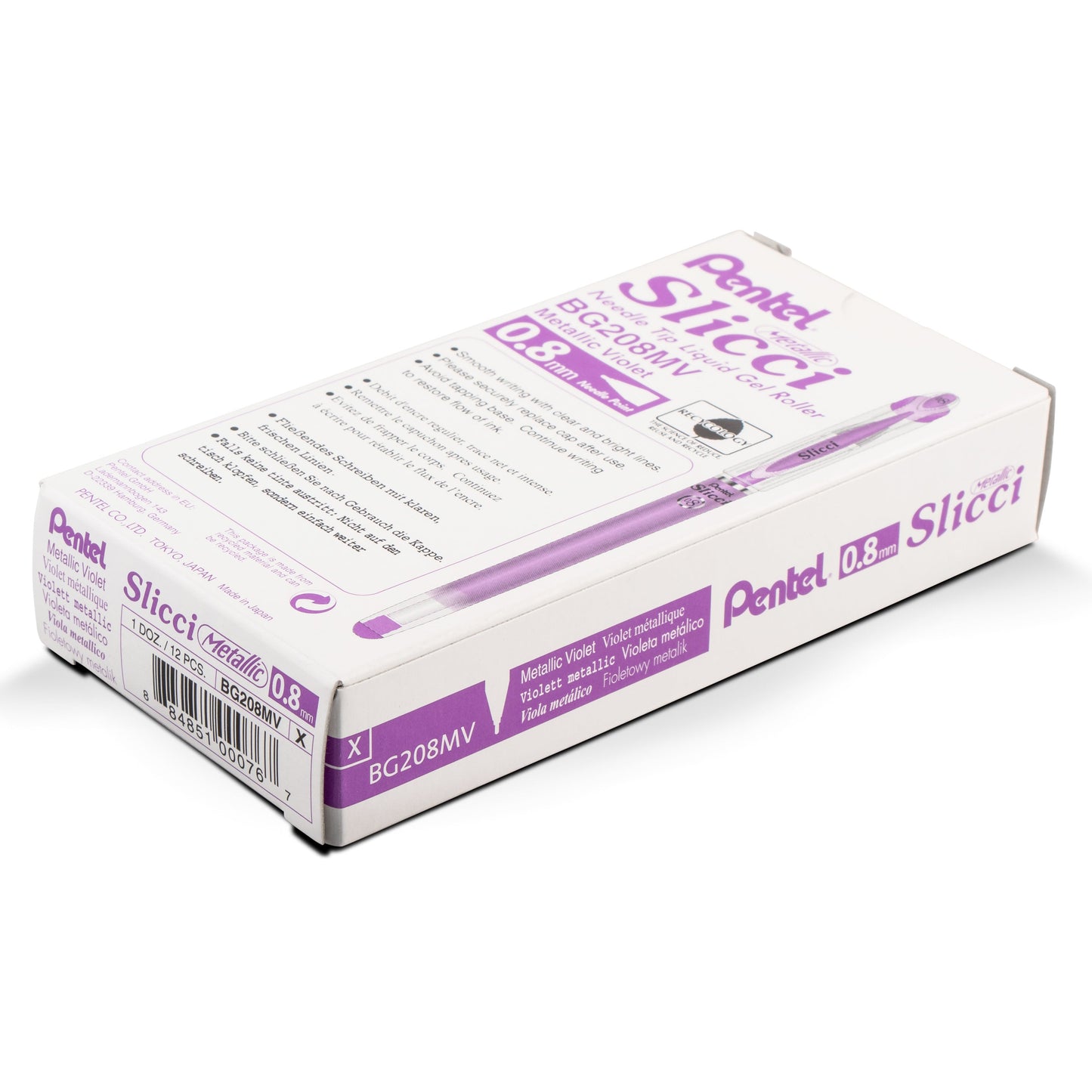 Pentel Arts Slicci METALLIC (0.8mm) Needle Tip Med Gel Pen Violet Metallic Ink (BG208-MV)