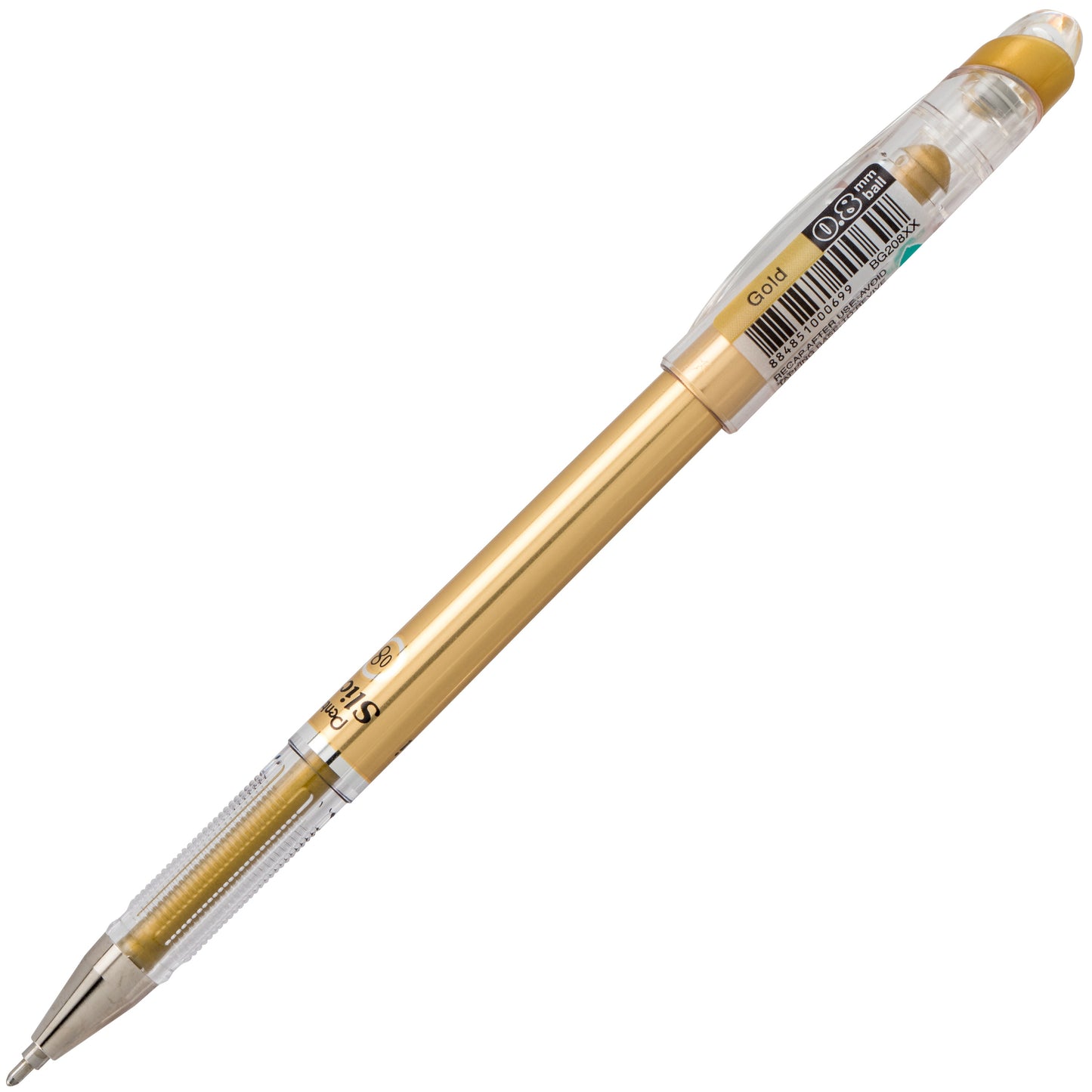 Pentel Arts Slicci METALLIC (0.8mm) Needle Tip Med Gel Pen Gold Metallic Ink (BG208-X)