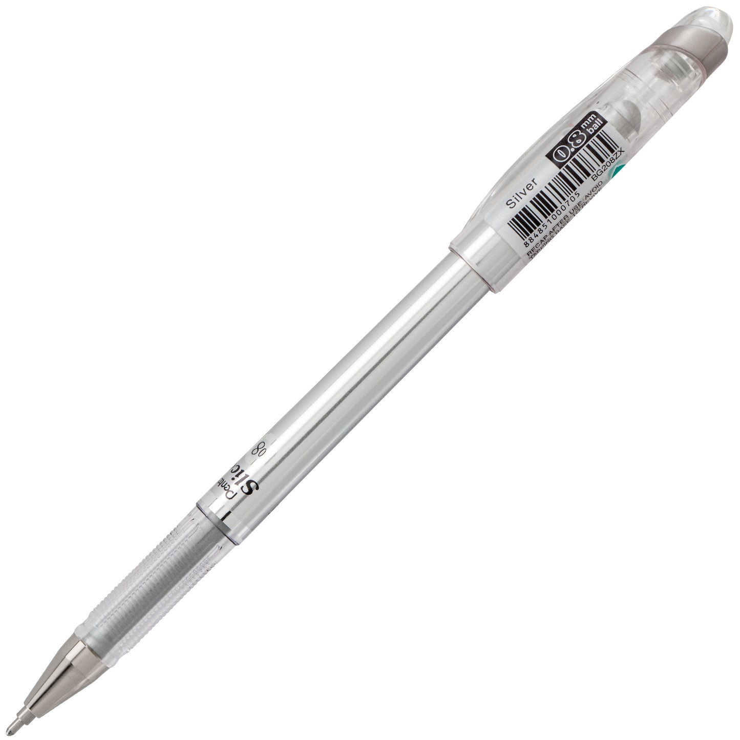 Pentel Arts Slicci METALLIC (0.8mm) Needle Tip Med Gel Pen Silver Metallic Ink (BG208-Z)
