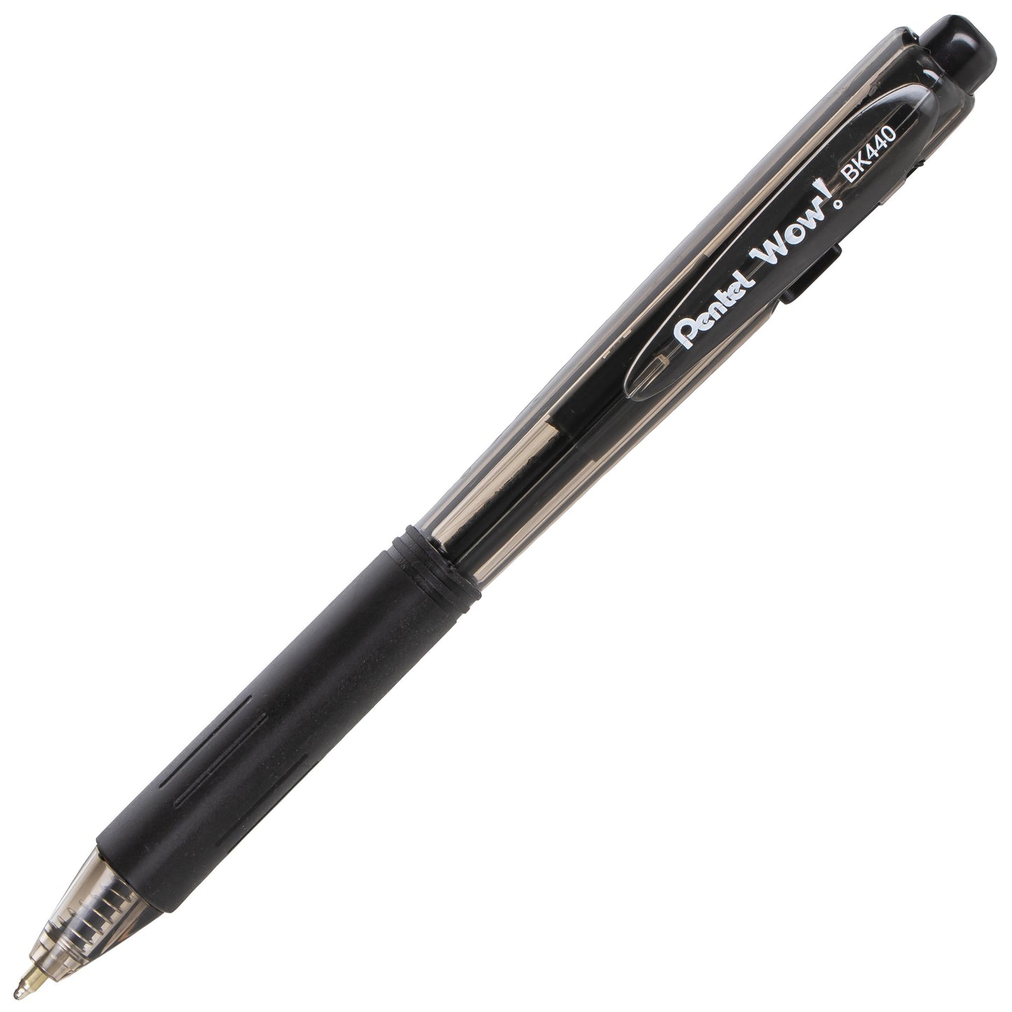 Wow! Retractable Ballpoint Pen, (1.0mm) Medium Line, NEW Ink, Black Ink (BK440-A)