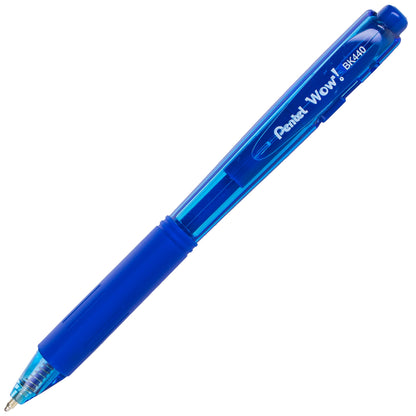 Wow! Retractable Ballpoint Pen, (1.0mm) Medium Line, NEW Ink, Blue Ink (BK440-C)
