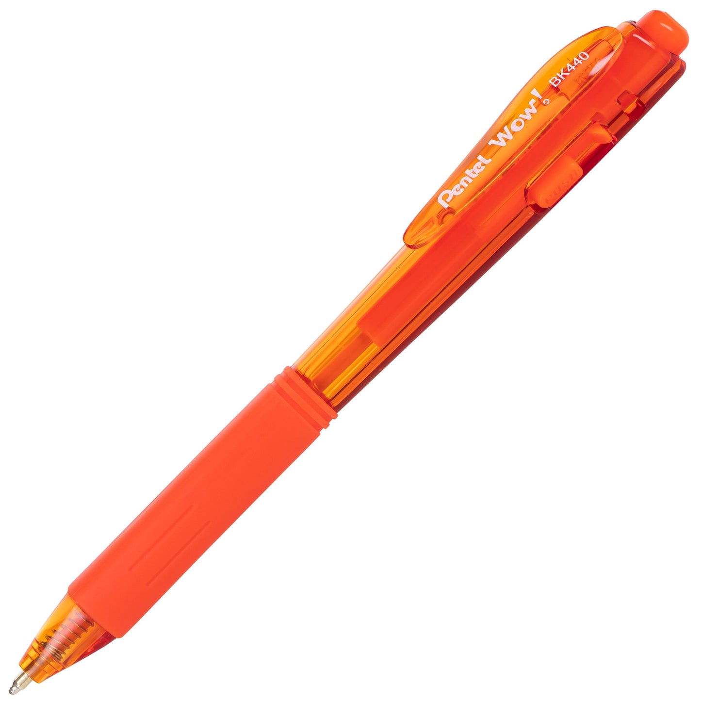 Wow! Retractable Ballpoint Pen, (1.0mm) Medium Line, NEW Ink, Orange Ink (BK440-F)