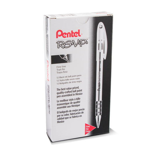 RSVP Ballpoint Pen, (0.7mm) Fine Line, Black Ink (BK90-A)