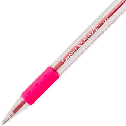 RSVP Ballpoint Pen, (0.7mm) Fine Line, Pink Ink (BK90-P)