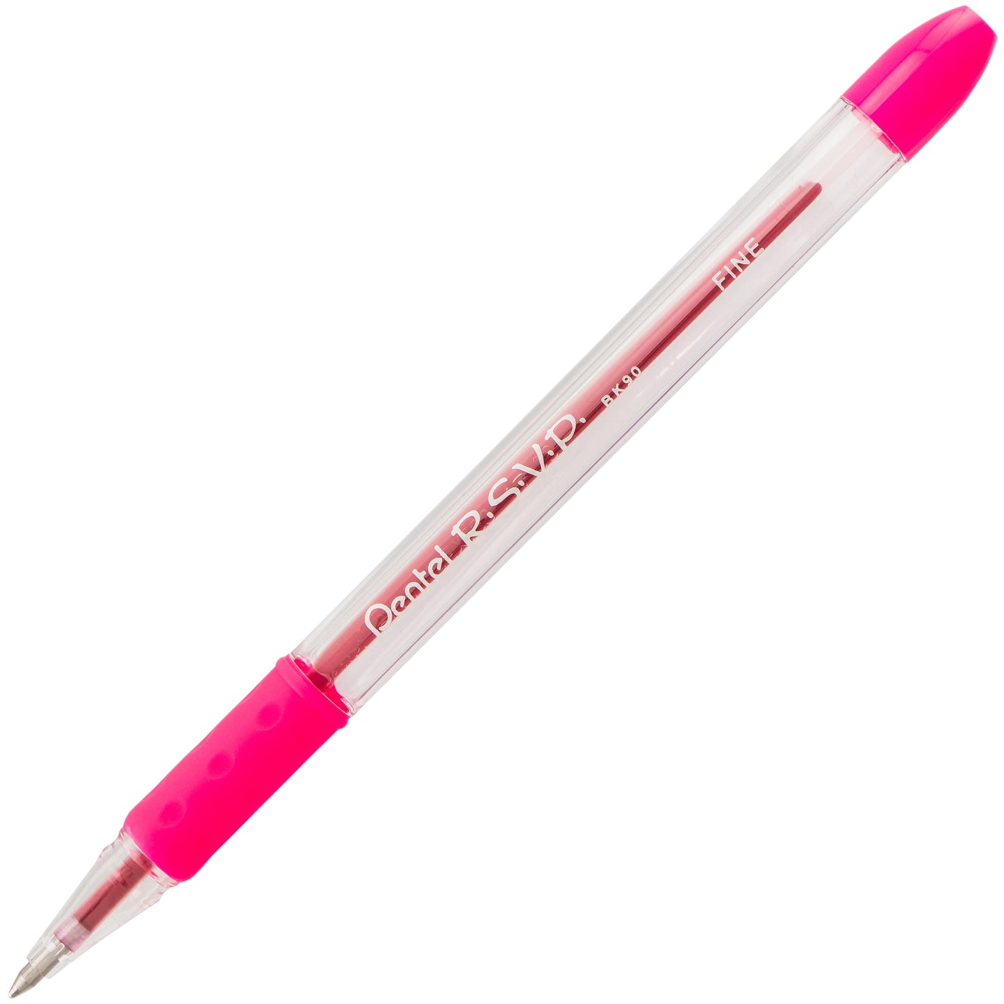 RSVP Ballpoint Pen, (0.7mm) Fine Line, Pink Ink (BK90-P)