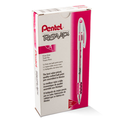 RSVP Ballpoint Pen, (0.7mm) Fine Line, Pink Ink (BK90-P)