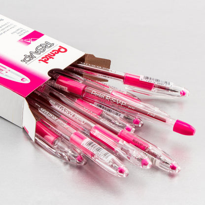 RSVP Ballpoint Pen, (0.7mm) Fine Line, Pink Ink (BK90-P)