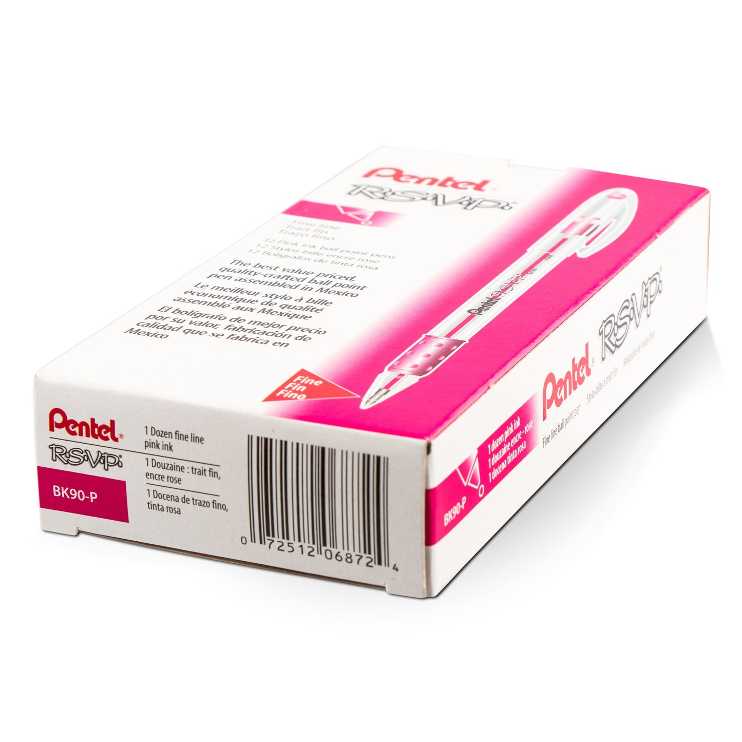 RSVP Ballpoint Pen, (0.7mm) Fine Line, Pink Ink (BK90-P)
