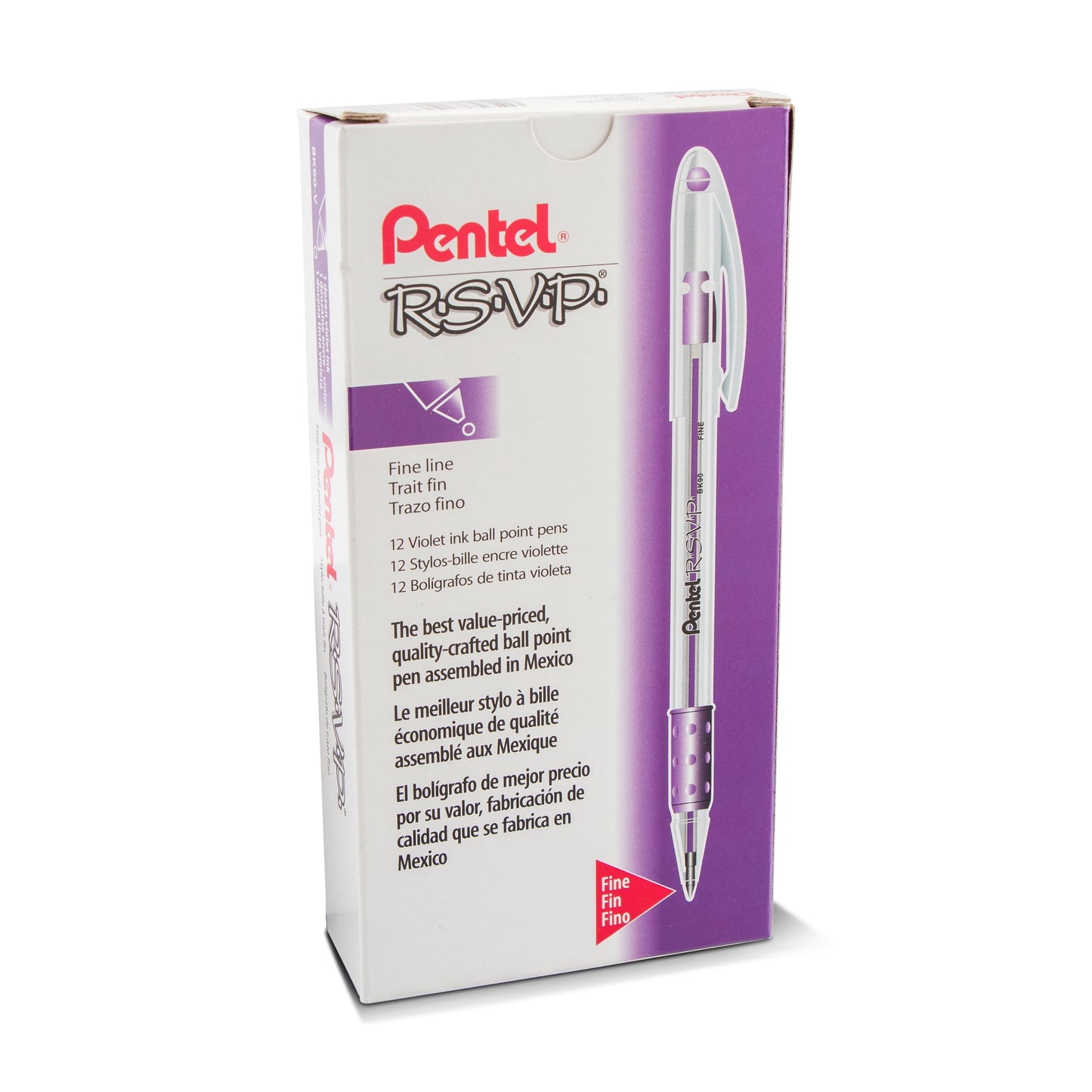 RSVP Ballpoint Pen, (0.7mm) Fine Line, Violet Ink (BK90-V)