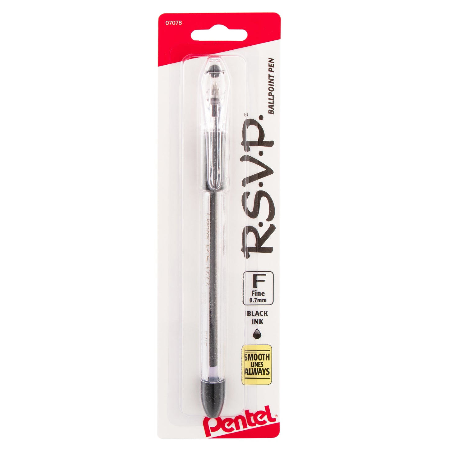 RSVP Ballpoint Pen, (0.7mm) Fine Line, Black Ink 1-Pk (BK90BPA)