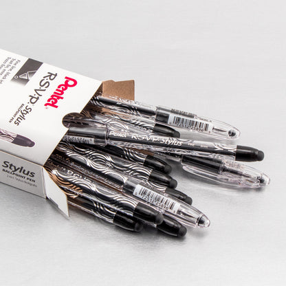 RSVP STYLUS Ballpoint Pen, (0.7mm) Fine Line, Black Ink (BK90L-A)