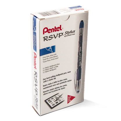 RSVP STYLUS Ballpoint Pen, (0.7mm) Fine Line, Blue Ink (BK90L-C)