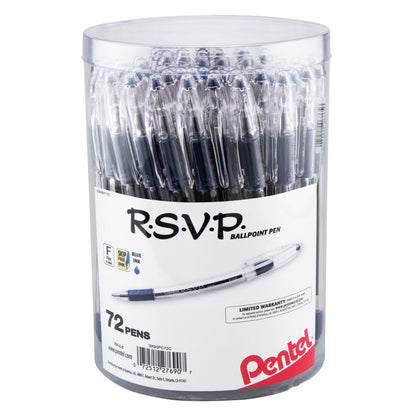 RSVP Ballpoint Pen, (0.7mm) Fine Line, Blue Ink, 72-pk Canister (BK90PC72C)