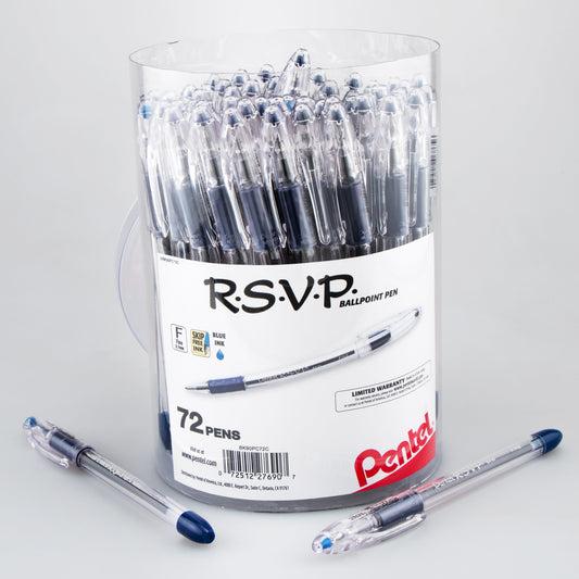 RSVP Ballpoint Pen, (0.7mm) Fine Line, Blue Ink, 72-pk Canister (BK90PC72C)