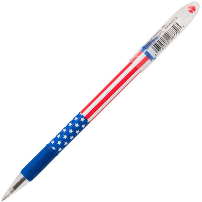 RSVP Ballpoint Pen, (0.7mm) Fine Line, Flag Barrel, Black Ink (BK90USA-A)