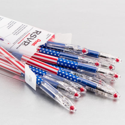 RSVP Ballpoint Pen, (0.7mm) Fine Line, Flag Barrel, Black Ink (BK90USA-A)