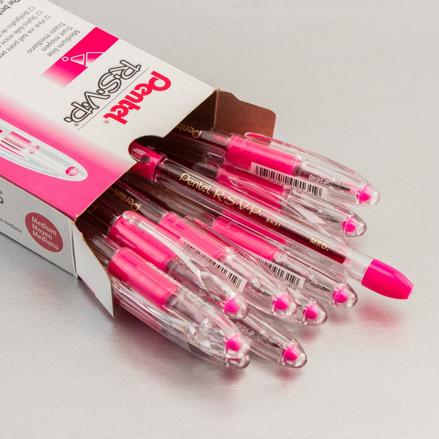 RSVP Ballpoint Pen, (1.0mm) Medium Line, Pink Ink (BK91-P)
