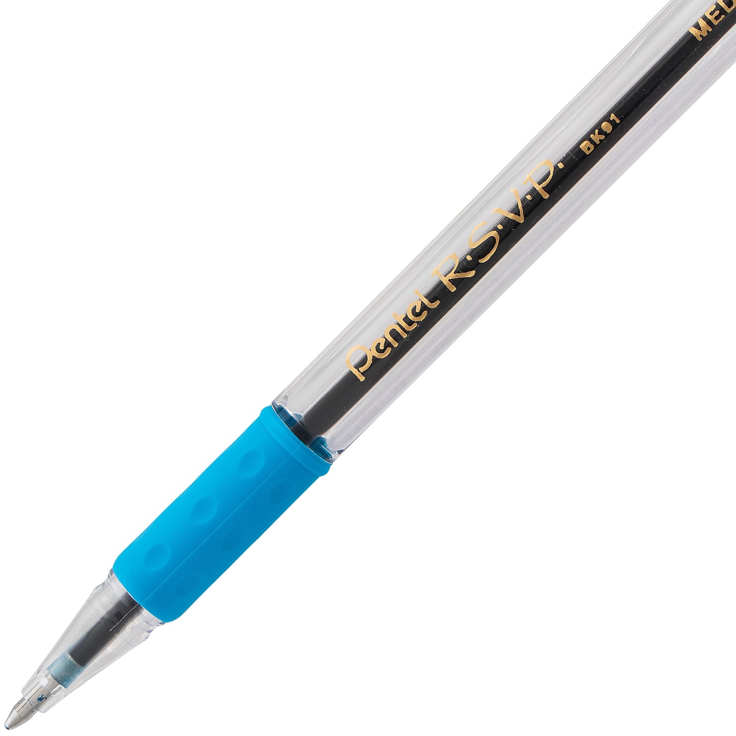 RSVP Ballpoint Pen, (1.0mm) Medium Line, Sky Blue Ink (BK91-S)