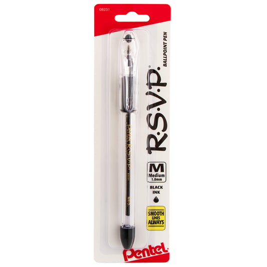 RSVP Ballpoint Pen, (1.0mm) Medium Line, Black Ink 1-Pk (BK91BPA)