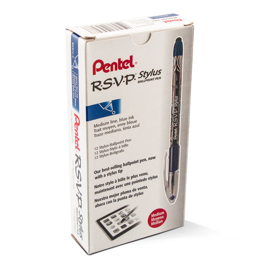 RSVP STYLUS Ballpoint Pen, (1.0mm) Medium Line, Blue Ink (BK91L-C)