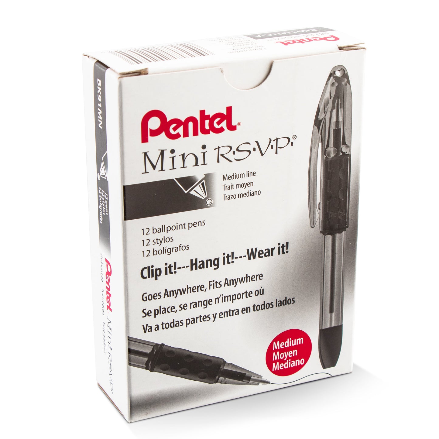 RSVP Mini Ballpoint Pen, (1.0mm) Medium Line, Black Ink (BK91MNA-A)