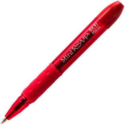 RSVP Mini Ballpoint Pen, (1.0mm) Medium Line, Red Ink (BK91MNB-B)