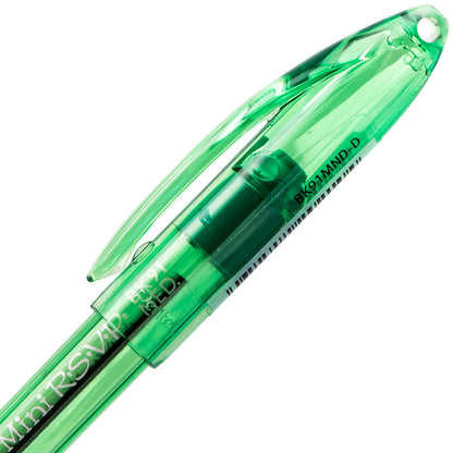 RSVP Mini Ballpoint Pen, (1.0mm) Medium Line, Green Ink (BK91MND-D)