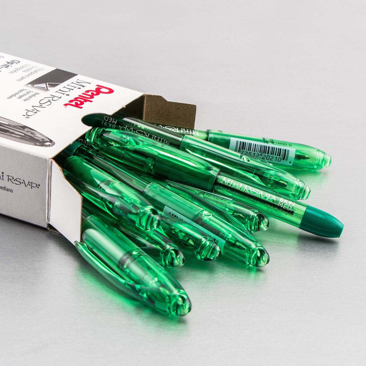 RSVP Mini Ballpoint Pen, (1.0mm) Medium Line, Green Ink (BK91MND-D)