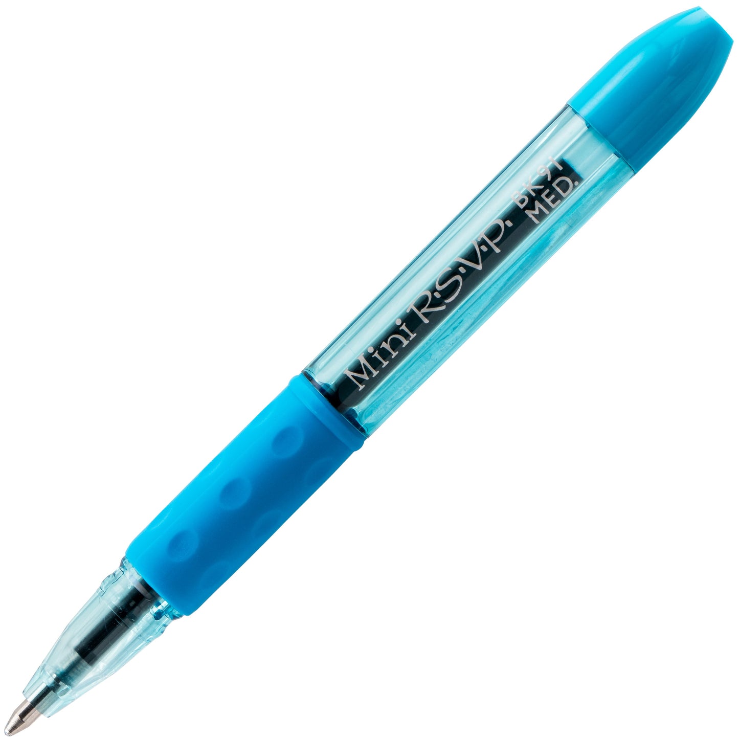 RSVP Mini Ballpoint Pen, (1.0mm) Medium Line, Sky Blue Ink (BK91MNS-S)