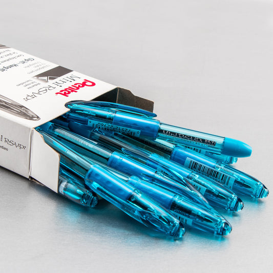 RSVP Mini Ballpoint Pen, (1.0mm) Medium Line, Sky Blue Ink (BK91MNS-S)