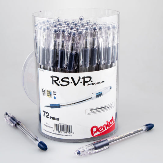 RSVP Ballpoint Pen, (1.0mm) Med Line, Blue Ink, 72-pk Canister (BK91PC72C)