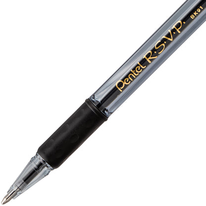 RSVP Razzle-Dazzle Ballpoint Pen, (1.0mm) Medium Line, Black Barrel, Black Ink (BK91RDA-A)