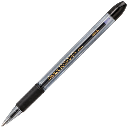 RSVP Razzle-Dazzle Ballpoint Pen, (1.0mm) Medium Line, Black Barrel, Black Ink (BK91RDA-A)