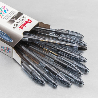 RSVP Razzle-Dazzle Ballpoint Pen, (1.0mm) Medium Line, Black Barrel, Black Ink (BK91RDA-A)