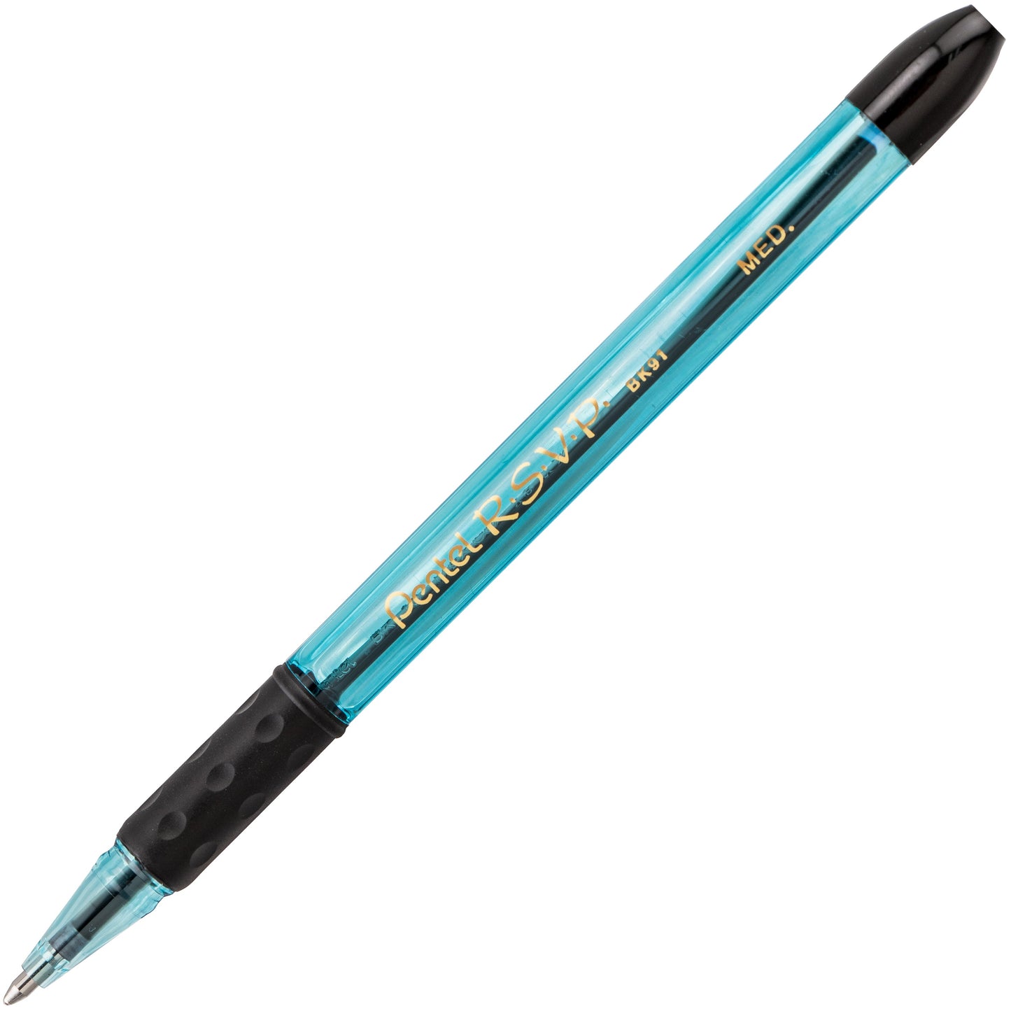 RSVP Razzle-Dazzle Ballpoint Pen, (1.0mm) Medium Line, Blue Barrel, Black Ink (BK91RDC-A)