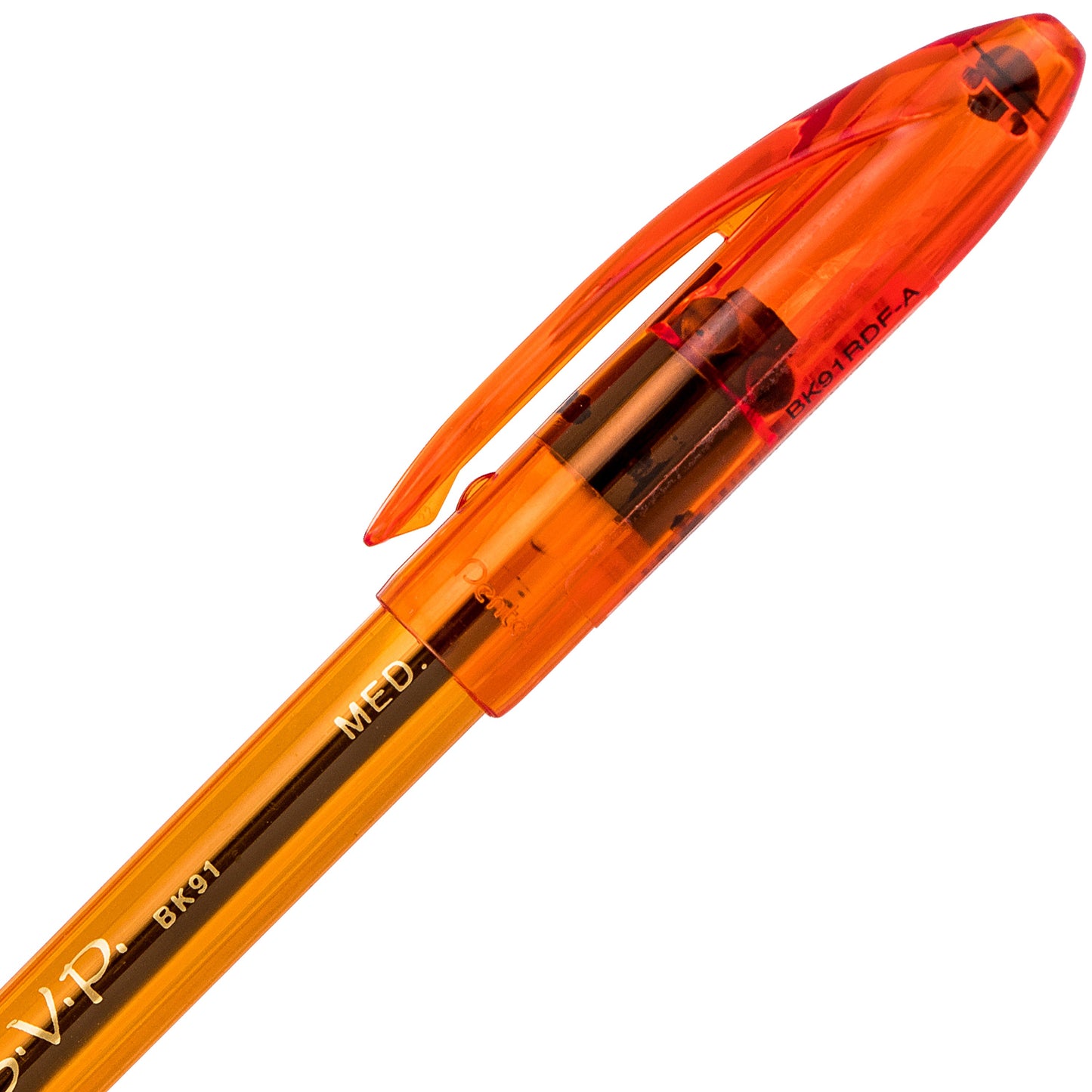 RSVP Razzle-Dazzle Ballpoint Pen, (1.0mm) Medium Line, Orange Barrel, Black Ink (BK91RDF-A)