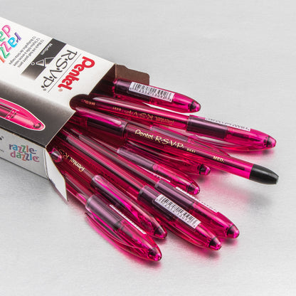 RSVP Razzle-Dazzle Ballpoint Pen, (1.0mm) Medium Line, Pink Barrel, Black Ink (BK91RDP-A)