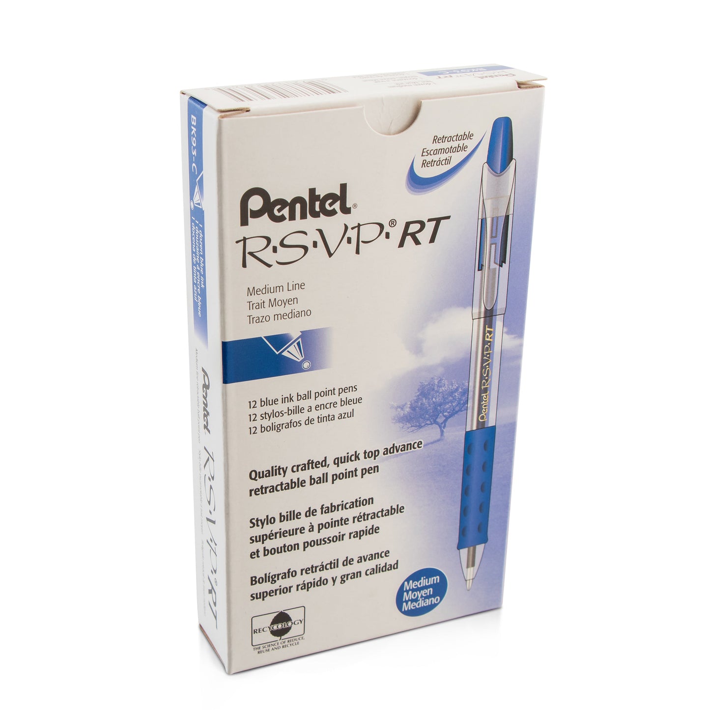 RSVP RT Retractable Ballpoint Pen, (1.0mm) Medium Line, Blue Ink (BK93-C)