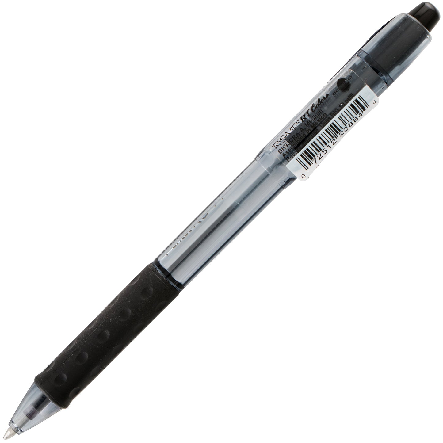 RSVP RT COLORS Retractable Ballpoint Pen, (1.0mm) Medium Line, Black Barrel, Black Ink (BK93CRA-A)
