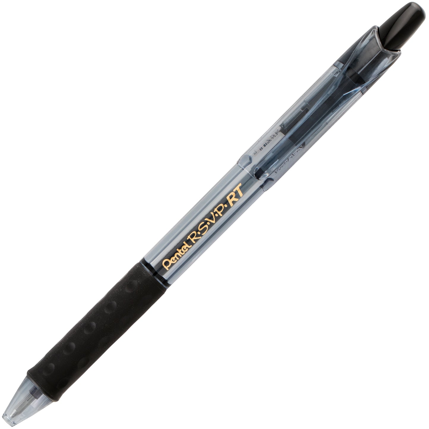 RSVP RT COLORS Retractable Ballpoint Pen, (1.0mm) Medium Line, Black Barrel, Black Ink (BK93CRA-A)