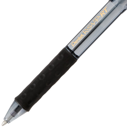 RSVP RT COLORS Retractable Ballpoint Pen, (1.0mm) Medium Line, Black Barrel, Black Ink (BK93CRA-A)