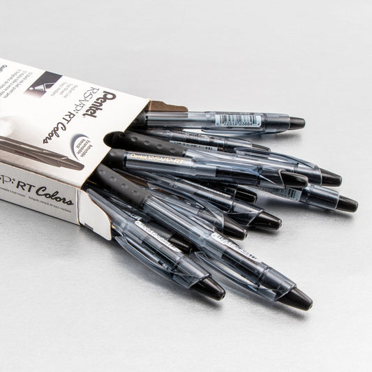 RSVP RT COLORS Retractable Ballpoint Pen, (1.0mm) Medium Line, Black Barrel, Black Ink (BK93CRA-A)