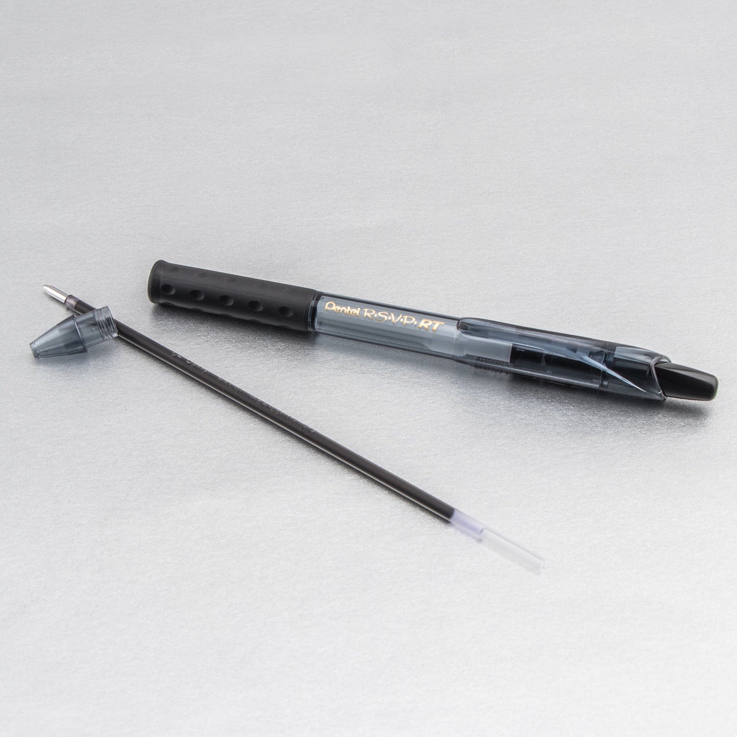 RSVP RT COLORS Retractable Ballpoint Pen, (1.0mm) Medium Line, Black Barrel, Black Ink (BK93CRA-A)
